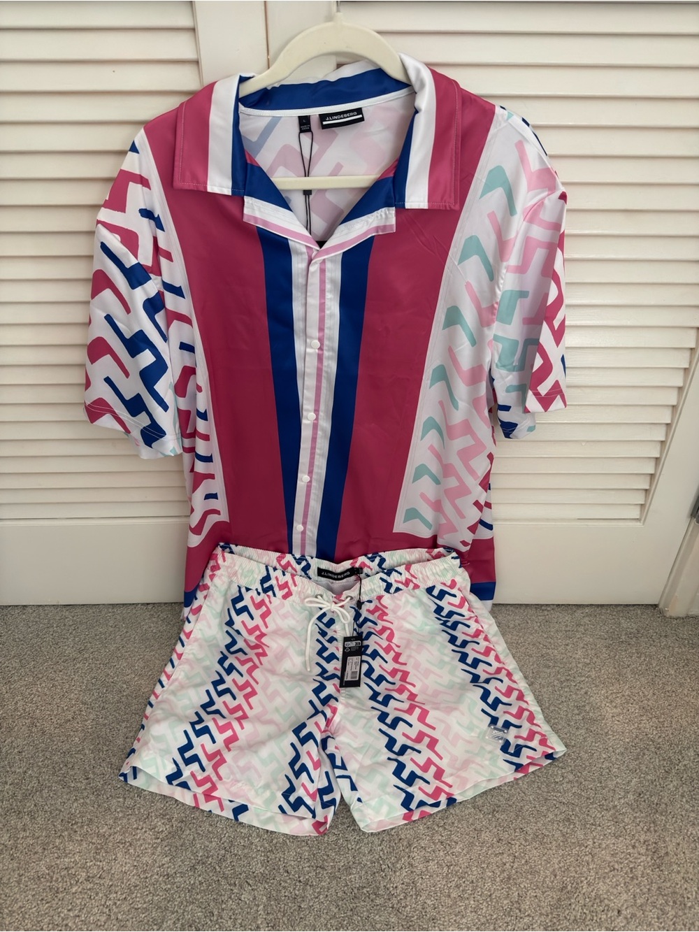 J.Lindeberg Bay Shirt and matching Banks Miami swim trunks New With Tags